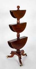 William IV Mahogany DumbwRegency Mahogany Circular Three Tier Folding Dumbwaiter Etagere Brass Castors