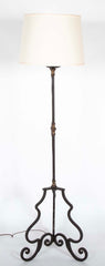 Pair Italian Baroque Style Wrought Iron and Bronze Torchere Floor Lamps