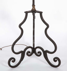 Pair Italian Baroque Style Wrought Iron and Bronze Torchere Floor Lamps