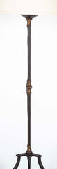 Pair Italian Baroque Style Wrought Iron and Bronze Torchere Floor Lamps