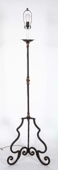Pair Italian Baroque Style Wrought Iron and Bronze Torchere Floor Lamps