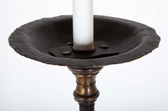 Pair Italian Baroque Style Wrought Iron and Bronze Torchere Floor Lamps