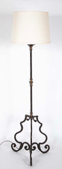 Pair Italian Baroque Style Wrought Iron and Bronze Torchere Floor Lamps
