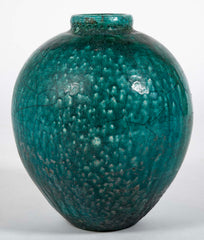 18th Century Ottoman Ceramic Jar With Blue Green Glaze