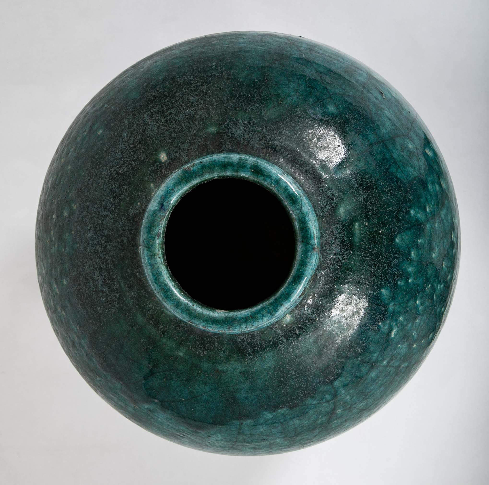 18th Century Ottoman Ceramic Jar With Blue Green Glaze