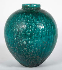 18th Century Ottoman Ceramic Jar With Blue Green Glaze