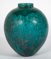 18th Century Ottoman Ceramic Jar With Blue Green Glaze
