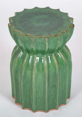 Japanese Green Glazed Ceramic Lotus Form Garden Seat