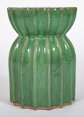 Japanese Green Glazed Ceramic Lotus Form Garden Seat
