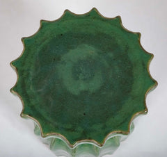 Japanese Green Glazed Ceramic Lotus Form Garden Seat