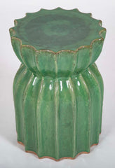 Japanese Green Glazed Ceramic Lotus Form Garden Seat