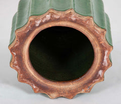 Japanese Green Glazed Ceramic Lotus Form Garden Seat