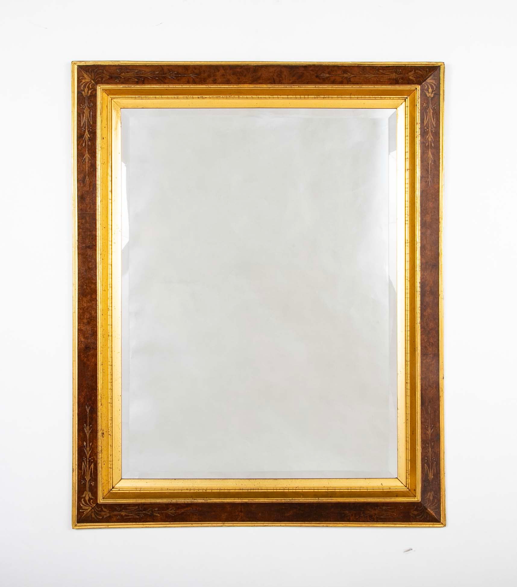 Italian Burlwood Frame with Incised Gilt Decoration and Molding