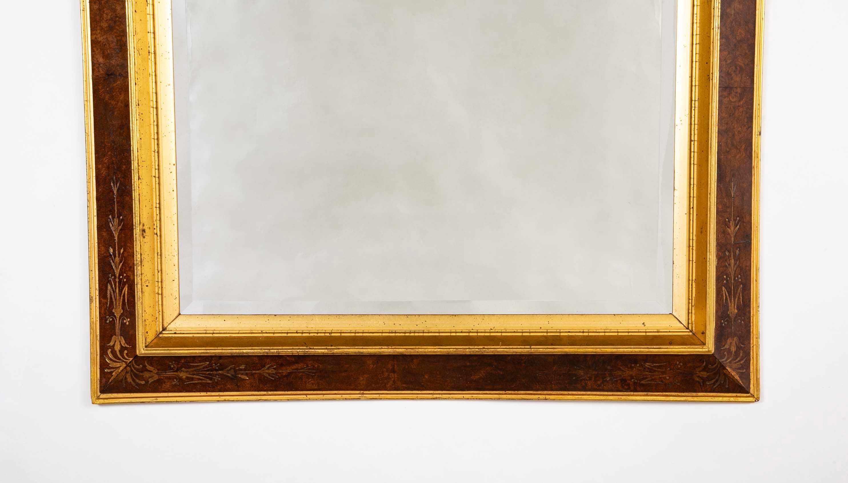 Italian Burlwood Frame with Incised Gilt Decoration and Molding