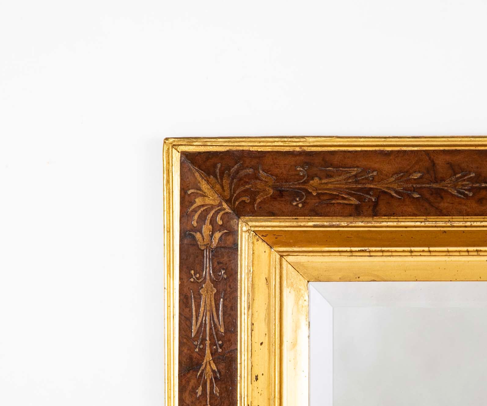Italian Burlwood Frame with Incised Gilt Decoration and Molding