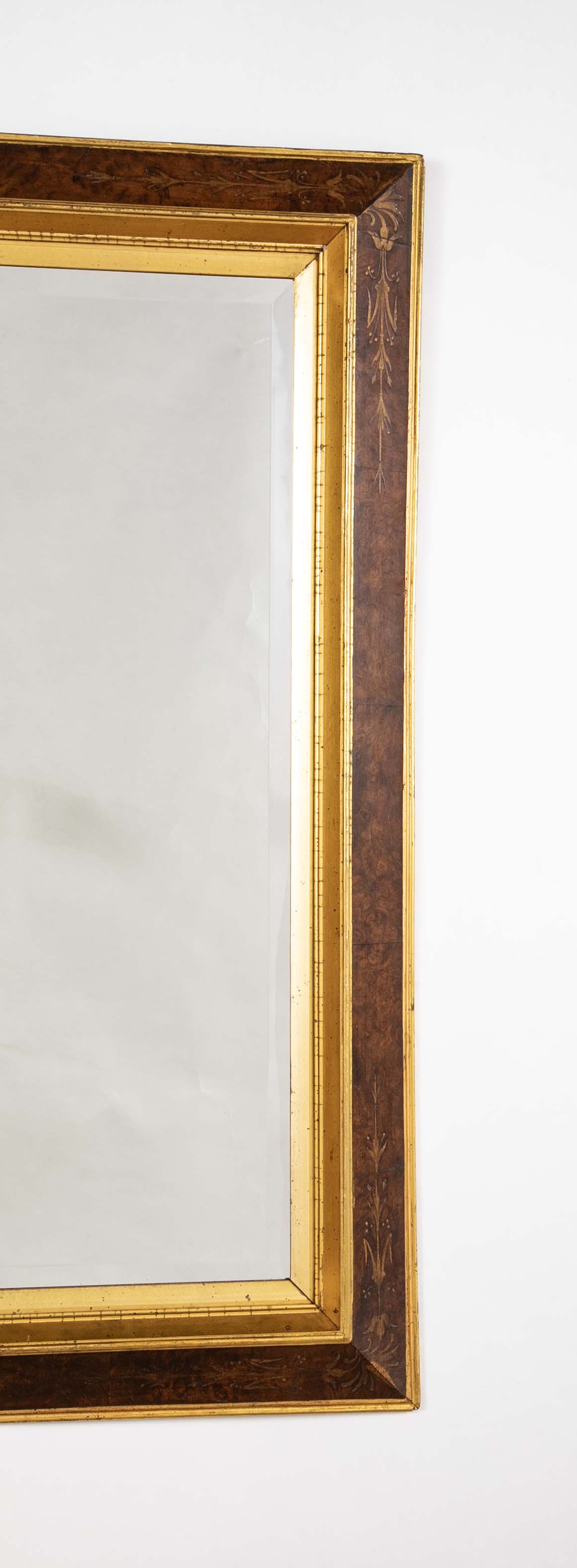 Italian Burlwood Frame with Incised Gilt Decoration and Molding