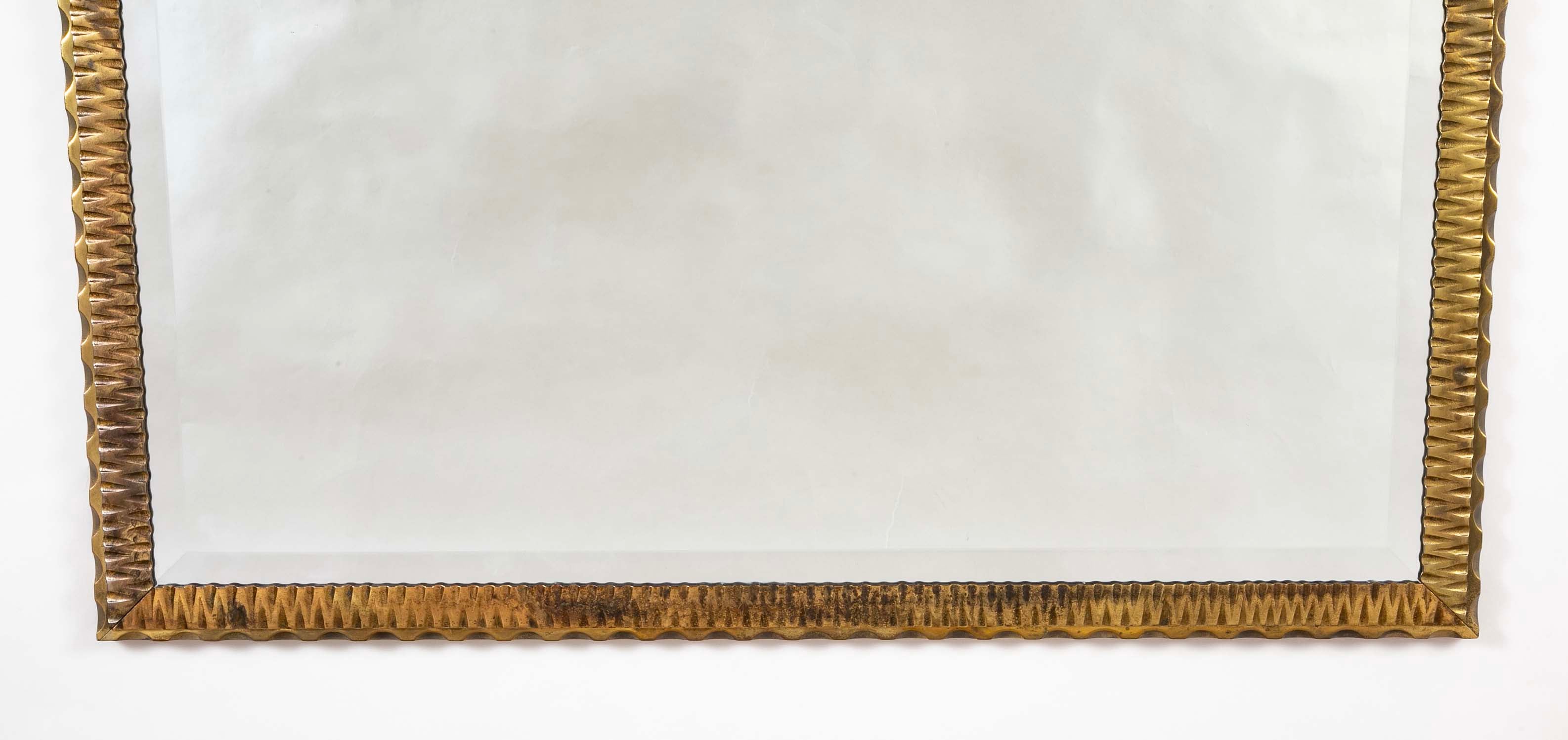 French Art Deco Bronze Wall Mirror in the Style of Edgar Brandt