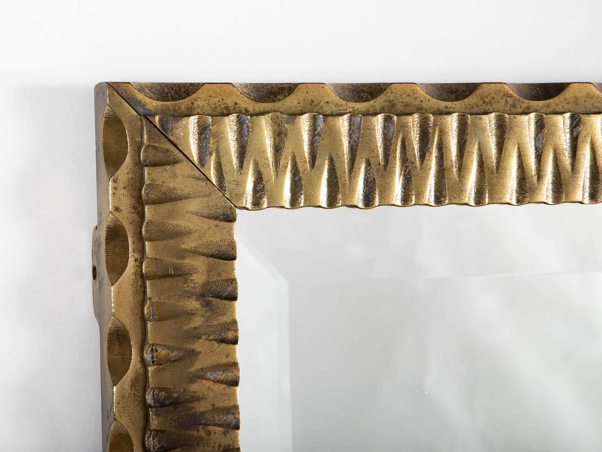 French Art Deco Bronze Wall Mirror in the Style of Edgar Brandt