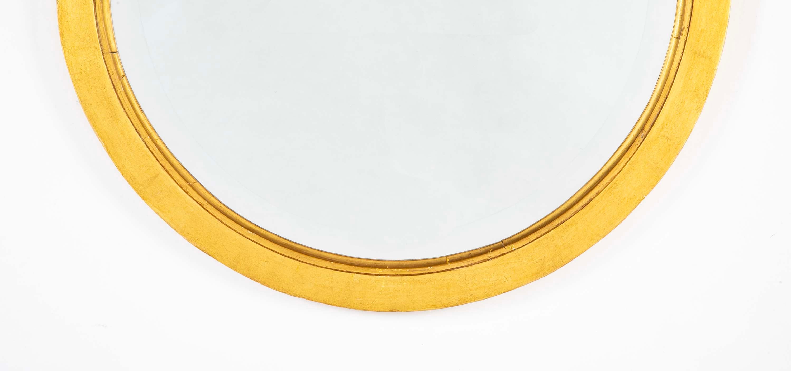 Pair of Italian Neoclassical Giltwood Framed Mirror with Reveled Glass