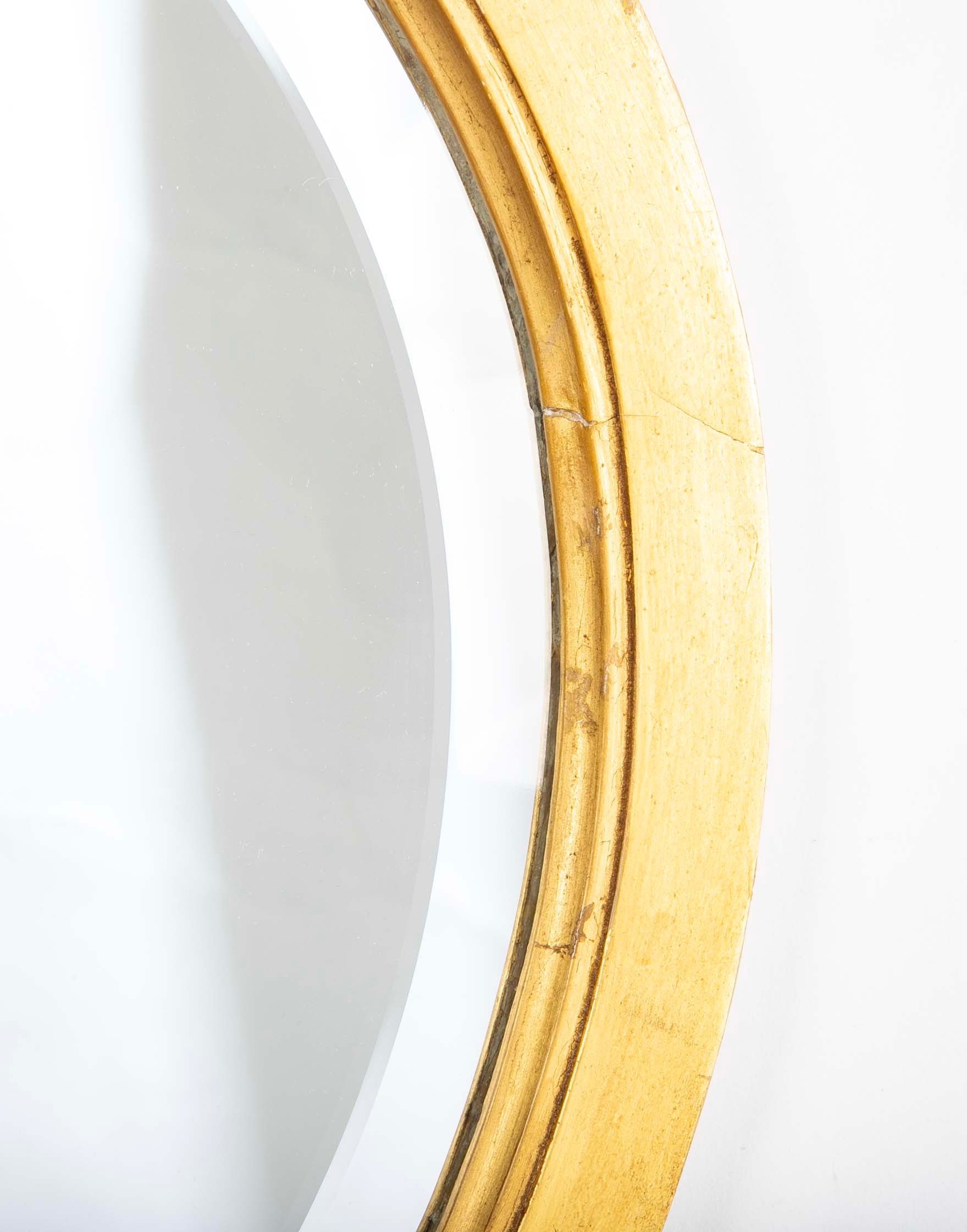 Pair of Italian Neoclassical Giltwood Framed Mirror with Reveled Glass