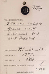 Italian Inlaid Mirror with Gilt Wood and Gilt Bronze.