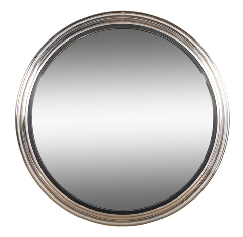 Regency Style Large Scale Brushed Steel Frame Convex Mirror