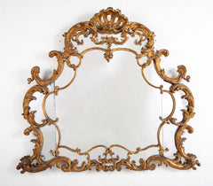 18th Century French Rococo Gilt Wood Mantle Mirror