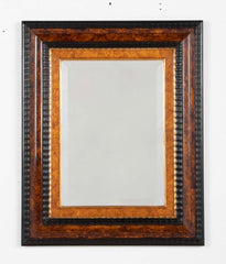 Dutch Baroque Style Ebonized Gilt Ripple Mold Framed Mirror with Beveled Glass