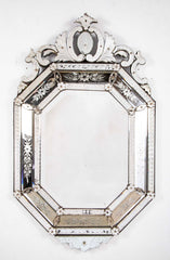 19th Century Venetian Octagonal Cut and Etched Glass Mirror