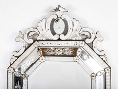 19th Century Venetian Octagonal Cut and Etched Glass Mirror