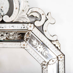19th Century Venetian Octagonal Cut and Etched Glass Mirror