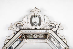 19th Century Venetian Octagonal Cut and Etched Glass Mirror