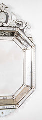 19th Century Venetian Octagonal Cut and Etched Glass Mirror