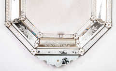 19th Century Venetian Octagonal Cut and Etched Glass Mirror