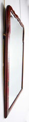 Queen Anne Style Chinoiserie Red Lacquer and Gilt Mirror with Beveled Glass