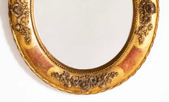 18th Century Italian Rococo Gilt Wood Oval Mirror