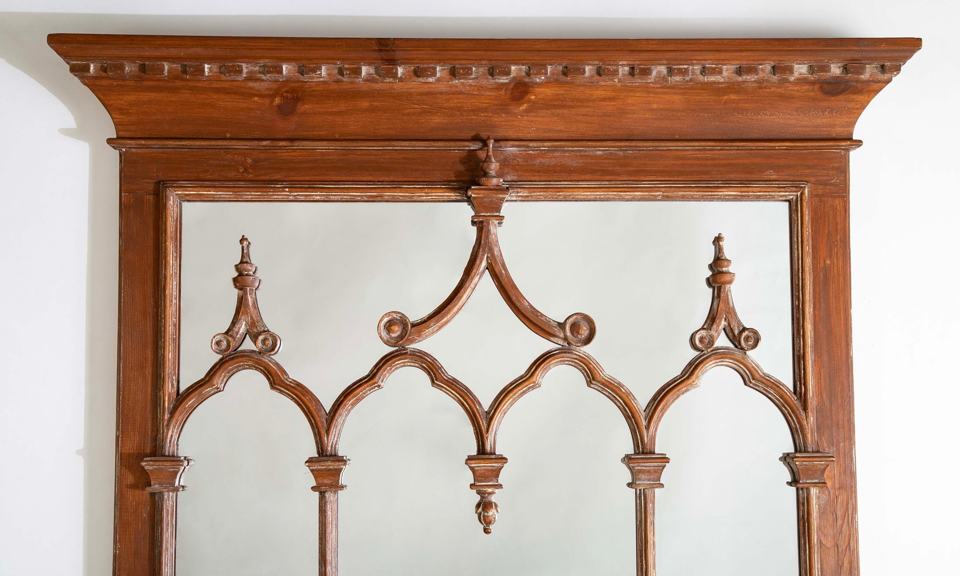 A Gothic Style Pine Mirror