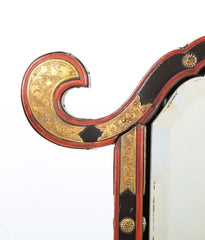 19th Century Japanese Red & Black Lacquer Table Mirror with Gilt Brass Mounts