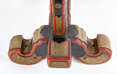 19th Century Japanese Red & Black Lacquer Table Mirror with Gilt Brass Mounts