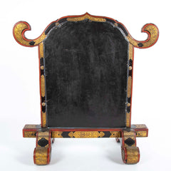 19th Century Japanese Red & Black Lacquer Table Mirror with Gilt Brass Mounts