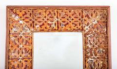 18th Century Spanish Colonial Carved and Painted Frame with Mirror