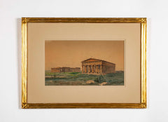Water Color Of The Greek Ruins At Paestum, Italy By Vincenzo Loria