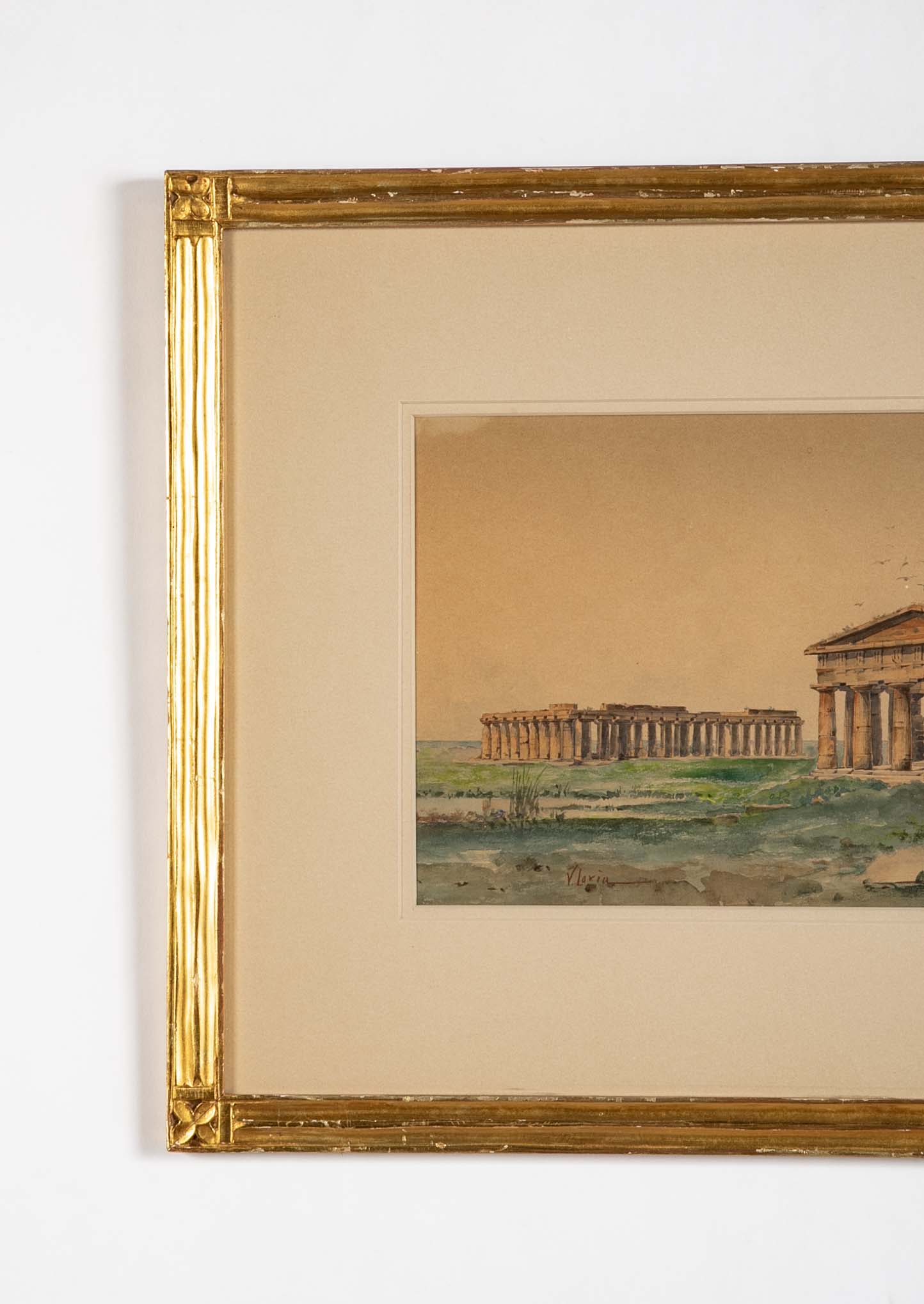 Water Color Of The Greek Ruins At Paestum, Italy By Vincenzo Loria