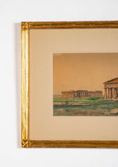 Water Color Of The Greek Ruins At Paestum, Italy By Vincenzo Loria