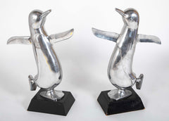 Pair Large Scale Aluminum Dancing Penguins