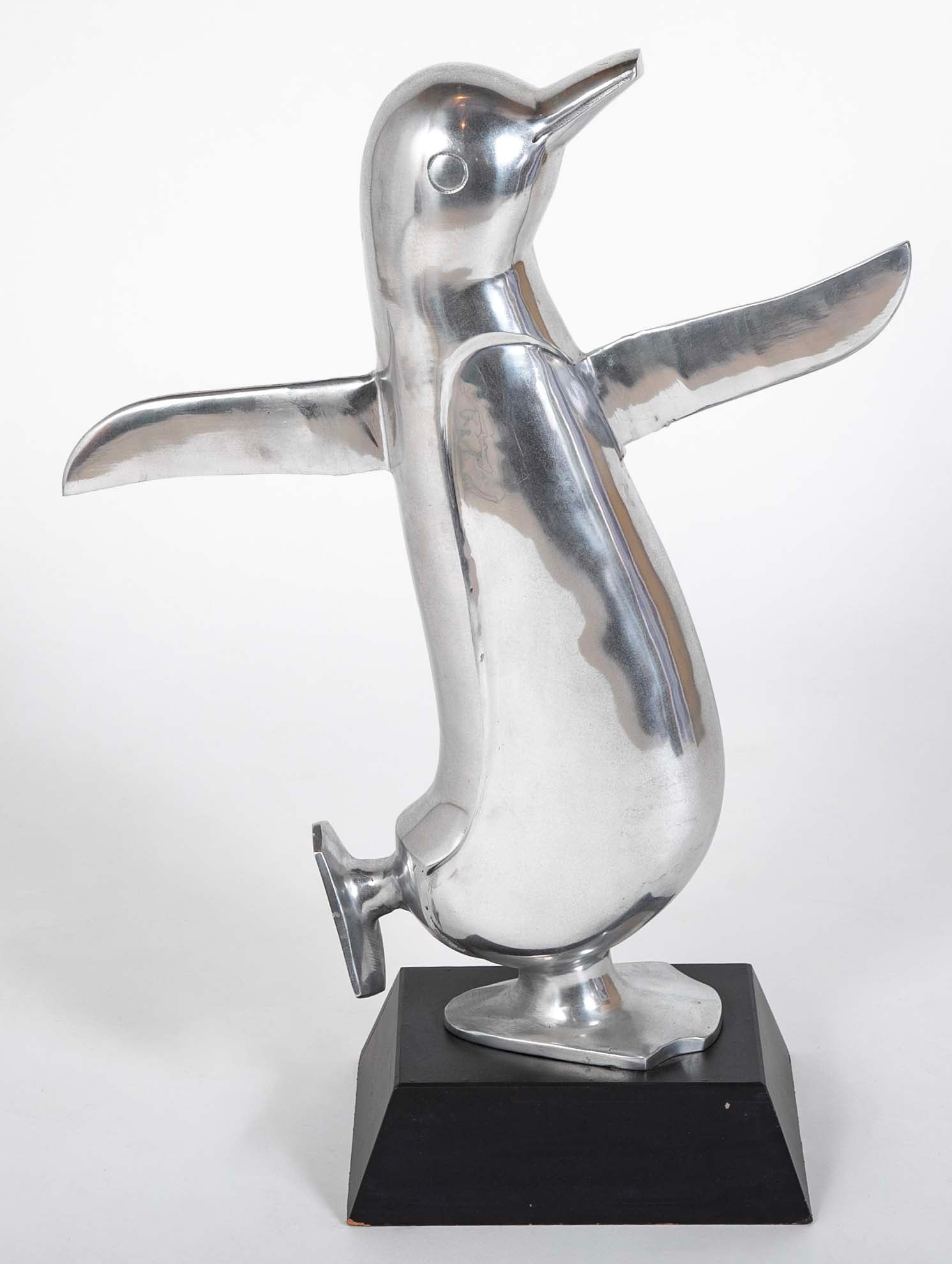 Pair Large Scale Aluminum Dancing Penguins