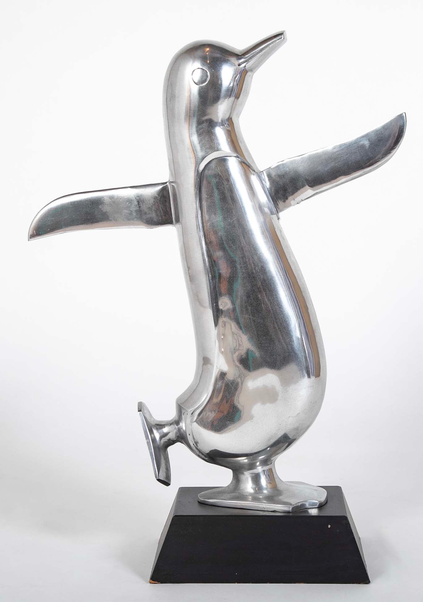 Pair Large Scale Aluminum Dancing Penguins