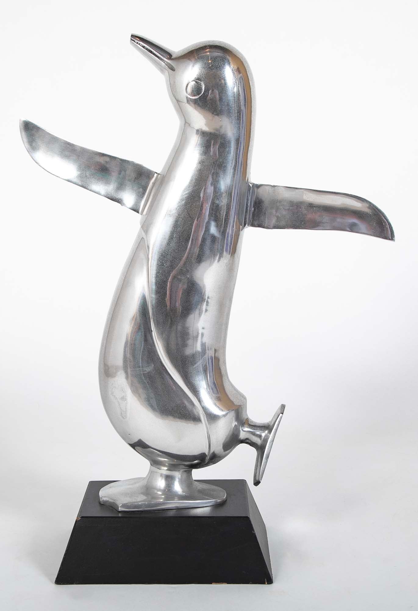 Pair Large Scale Aluminum Dancing Penguins