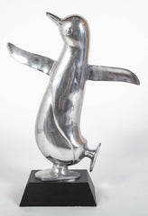 Pair Large Scale Aluminum Dancing Penguins