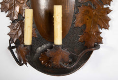 Pair of Dutch Baroque Style Copper Repousse Sconces